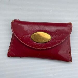 VNTG 1930s Red Dorset Clutch with Compact, Lipstick and Comb